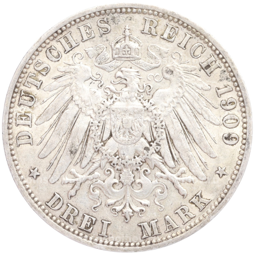 Монета 3 марки 1909 года А Германия (Пруссия) (вид 2)