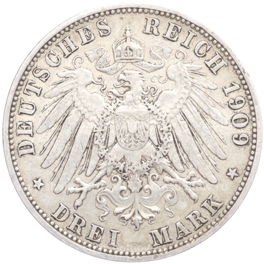 Монета 3 марки 1909 года А Германия (Пруссия) (вид 2)