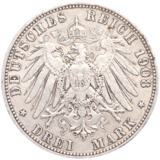 Монета 3 марки 1908 года А Германия (Пруссия) (реверс)