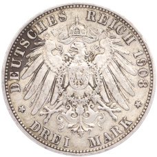Монета 3 марки 1908 года А Германия (Пруссия) (реверс)