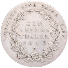 Монета 1 рейхсталер 1815 года A Пруссия (реверс)
