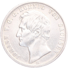 Монета 1 талер 1869 года В Саксония (аверс)