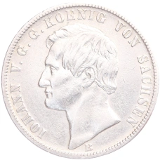 Монета 1 талер 1869 года В Саксония (аверс)