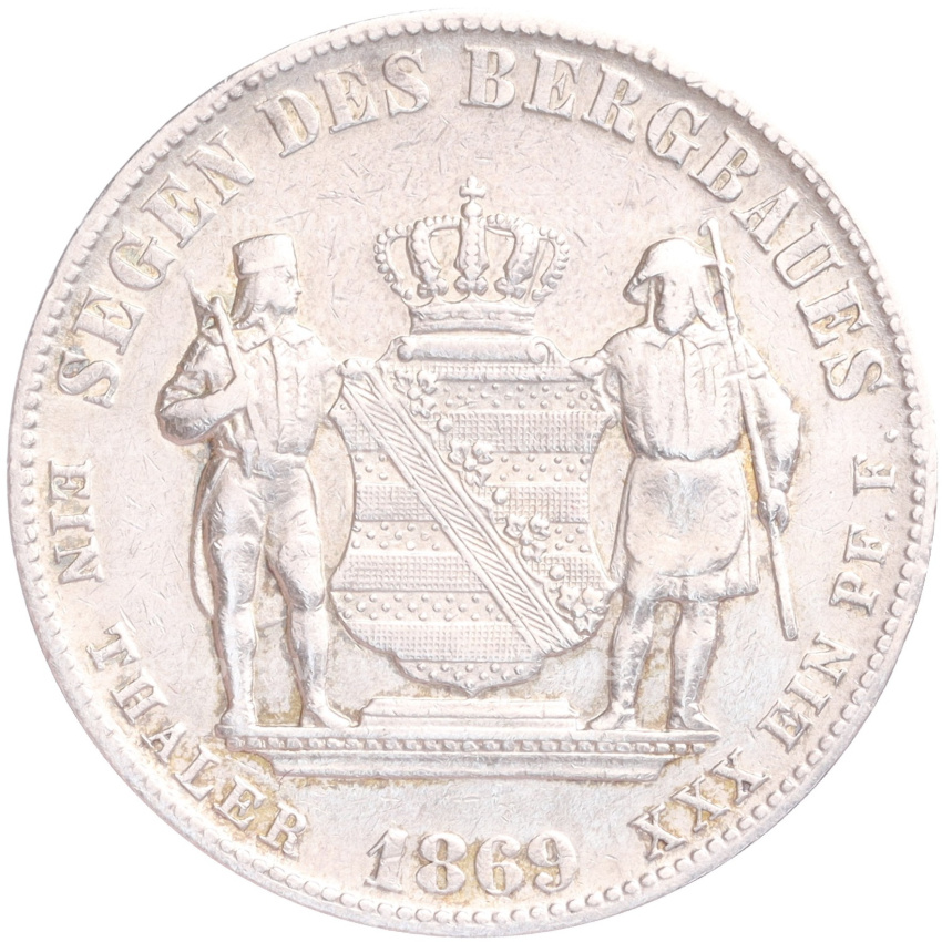Монета 1 талер 1869 года В Саксония (вид 2)