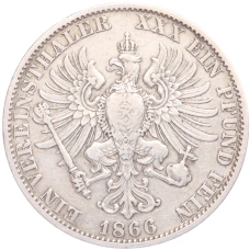 Монета 1 союзный талер 1866 года A Пруссия (реверс)
