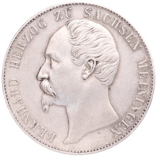 Монета 1 союзный талер 1866 года Саксен-Мейнинген (аверс)