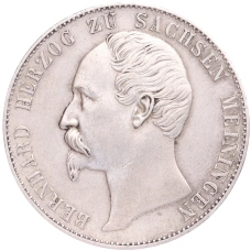 Монета 1 союзный талер 1866 года Саксен-Мейнинген (аверс)