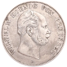 Монета 1 союзный талер 1861 года А Пруссия (аверс)