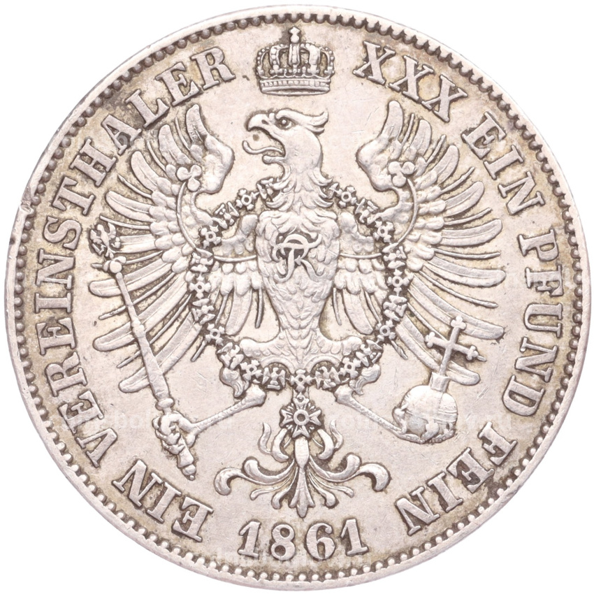 Монета 1 союзный талер 1861 года А Пруссия (вид 2)