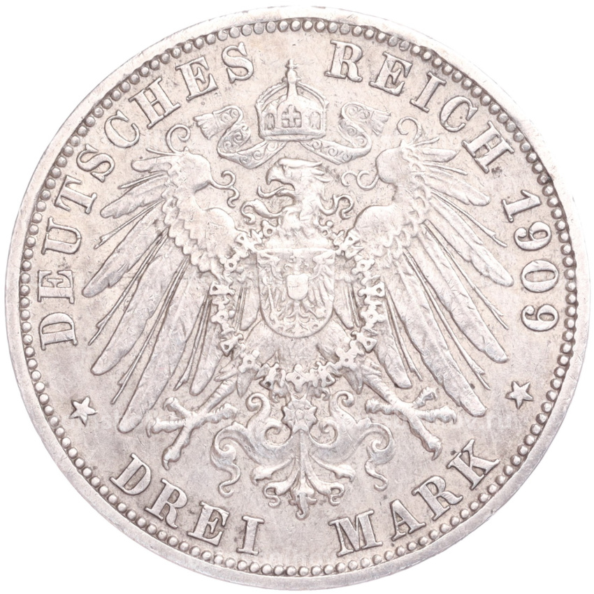 Монета 3 марки 1909 года А Германия (Пруссия) (вид 2)