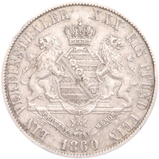 Монета 1 союзный талер 1860 года В Саксония (реверс)