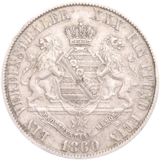 Монета 1 союзный талер 1860 года В Саксония (реверс)