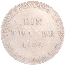 Монета 1 талер 1832 года Гессен (аверс)