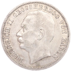 Монета 3 марки 1911 года G Германия (Баден) (аверс)