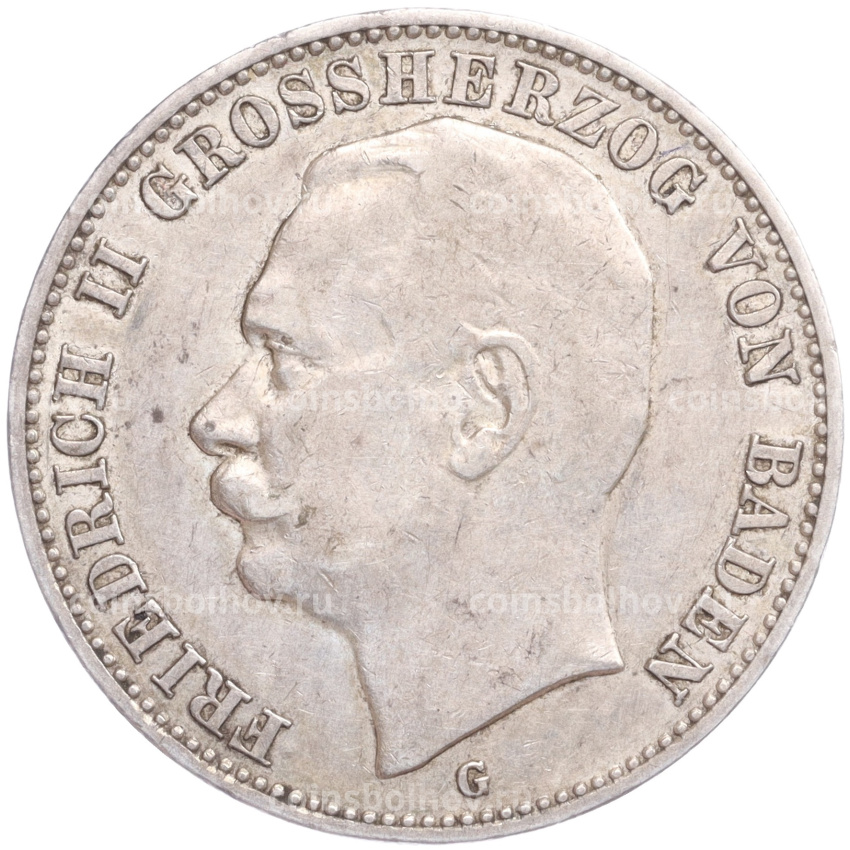 Монета 3 марки 1908 года G Германия (Баден)