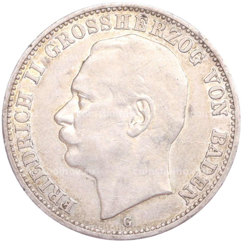 Монета 3 марки 1909 года G Германия (Баден)