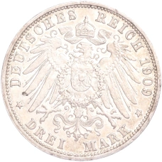 Монета 3 марки 1909 года G Германия (Баден) (реверс)