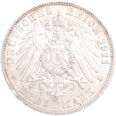 Монета 3 марки 1911 года A Германия (Пруссия) (реверс)