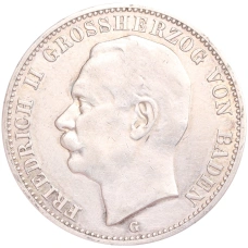 Монета 3 марки 1910 года G Германия (Баден) (аверс)