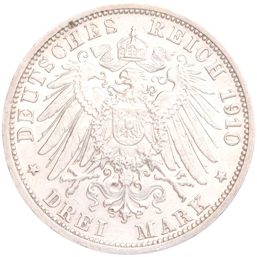 Монета 3 марки 1910 года G Германия (Баден) (вид 2)