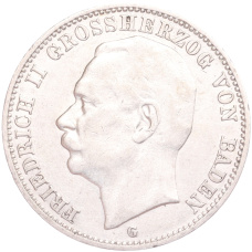 Монета 3 марки 1909 года G Германия (Баден) (аверс)