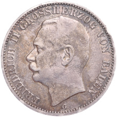 Монета 3 марки 1909 года G Германия (Баден) (аверс)