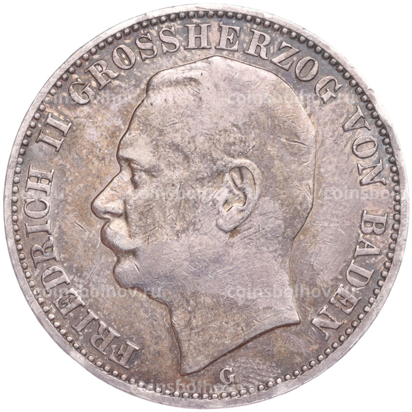 Монета 3 марки 1909 года G Германия (Баден)