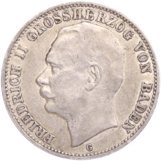 Монета 3 марки 1909 года G Германия (Баден) (аверс)