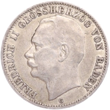 Монета 3 марки 1909 года G Германия (Баден) (аверс)