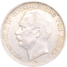 Монета 3 марки 1909 года G Германия (Баден) (аверс)