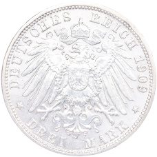 Монета 3 марки 1909 года G Германия (Баден) (реверс)