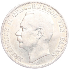 Монета 3 марки 1908 года G Германия (Баден) (аверс)