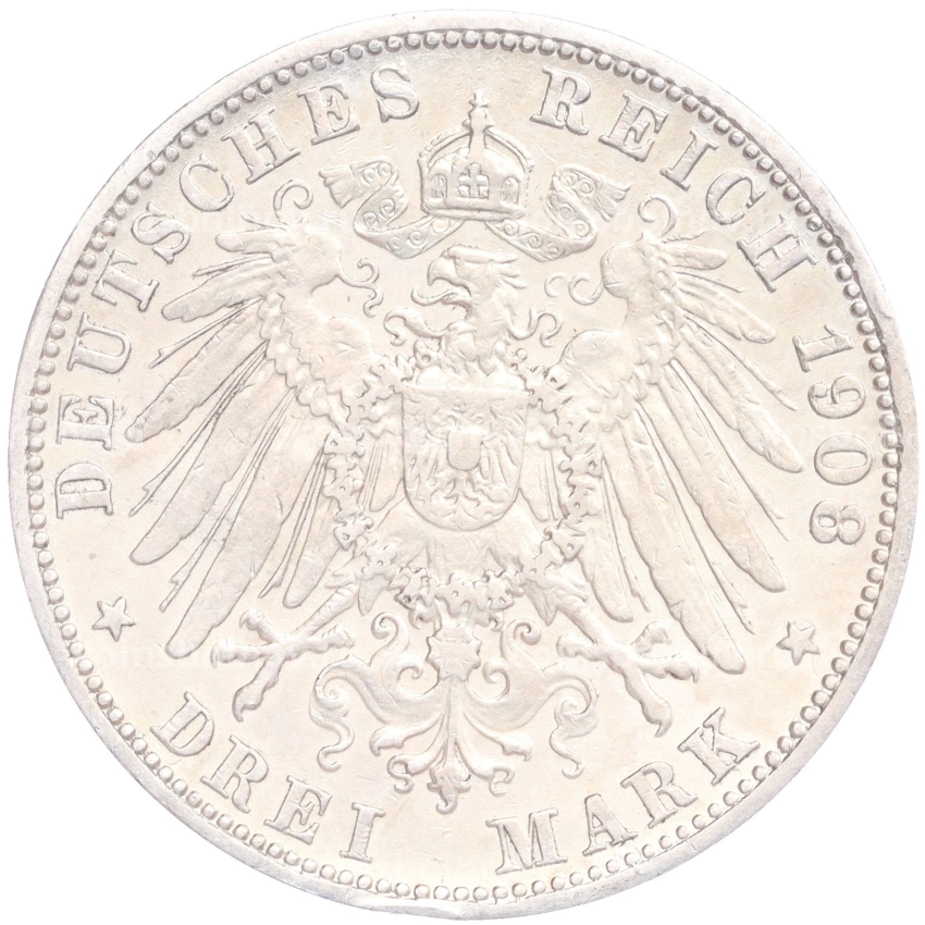 Монета 3 марки 1908 года G Германия (Баден) (вид 2)