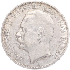 Монета 3 марки 1910 года G Германия (Баден) (аверс)