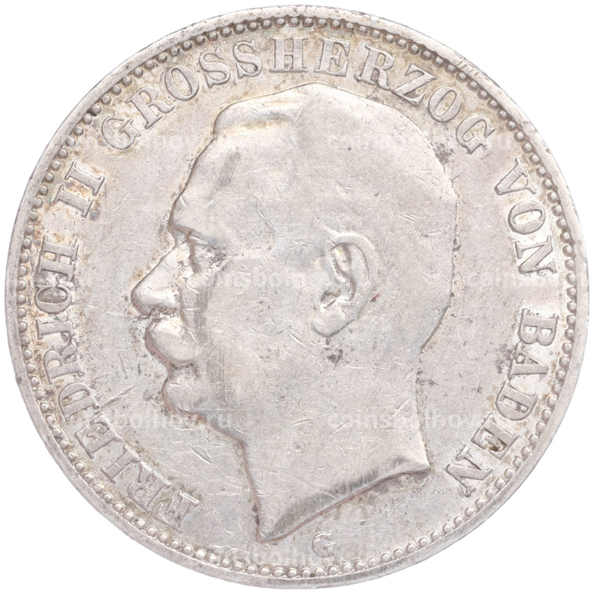 Монета 3 марки 1910 года G Германия (Баден)