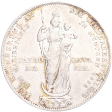 Монета 2 гульдена 1855 года Бавария «Восстановление колонны Мадонны в Мюнхене» (аверс)