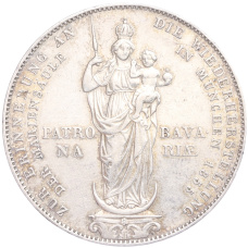 Монета 2 гульдена 1855 года Германские Бавария «Восстановление колонны Мадонны в Мюнхене» (аверс)