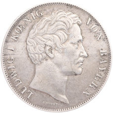 Монета 2 гульдена 1845 года Бавария (аверс)