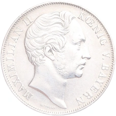 Монета 2 гульдена 1855 года Бавария (аверс)