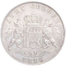 Монета 2 гульдена 1846 года Бавария (реверс)
