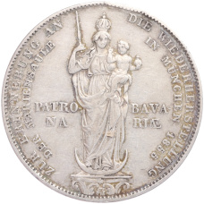 Монета 2 гульдена 1855 года Бавария «Восстановление колонны Мадонны в Мюнхене» (аверс)