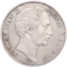 Монета 2 гульдена 1855 года Бавария «Восстановление колонны Мадонны в Мюнхене» (реверс)