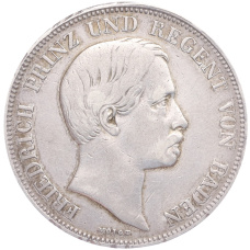 Монета 1 гульден 1856 года Баден (аверс)