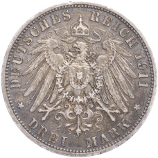 Монета 3 марки 1911 года А Германия (Пруссия) (реверс)