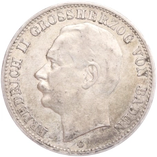 Монета 3 марки 1910 года G Германия (Баден) (аверс)