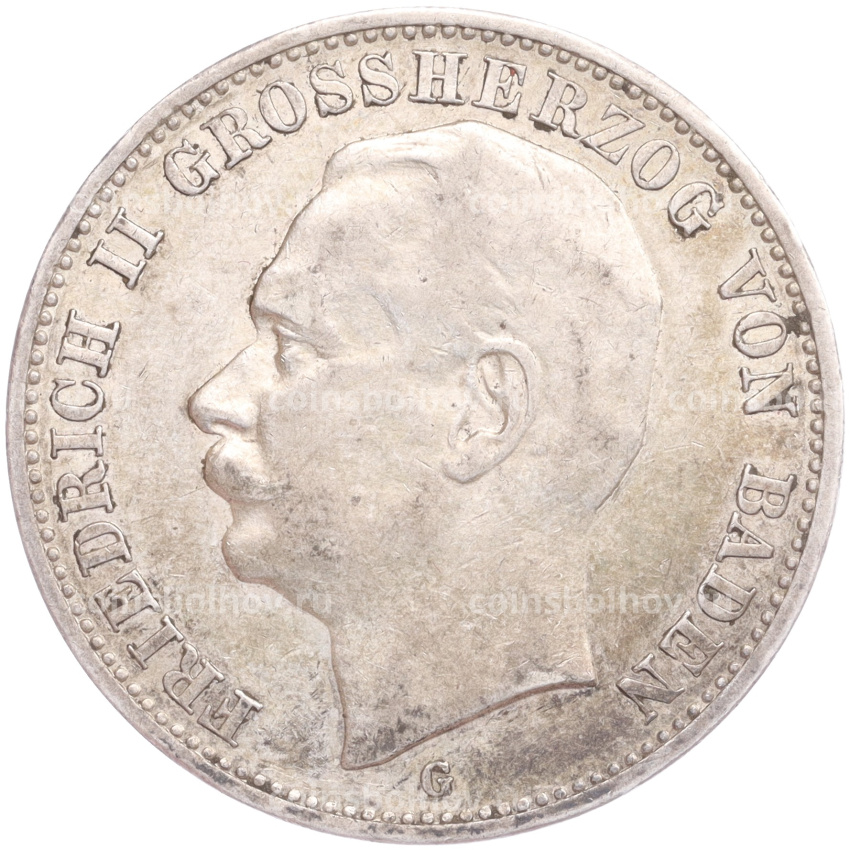 Монета 3 марки 1910 года G Германия (Баден)