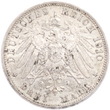Монета 3 марки 1910 года G Германия (Баден) (реверс)
