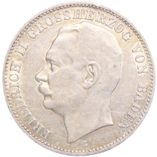 Монета 3 марки 1908 года G Германия (Баден) (аверс)