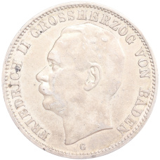 Монета 3 марки 1910 года G Германия (Баден) (аверс)