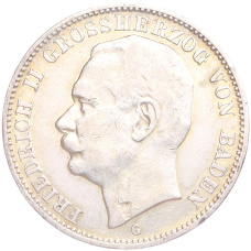 Монета 3 марки 1909 года G Германия (Баден) (аверс)